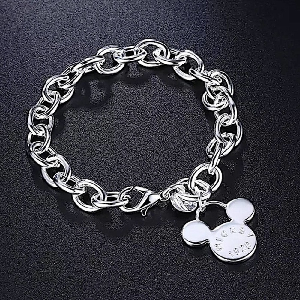 Sterling Silver Mickey Mouse Charm Bracelet - Picture 3 of 8